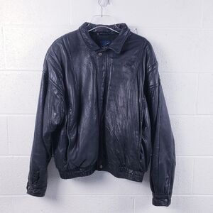 Vintage Robert Comstock Genuine Leather Casual‎ Bomber Jacket Men's Size Large